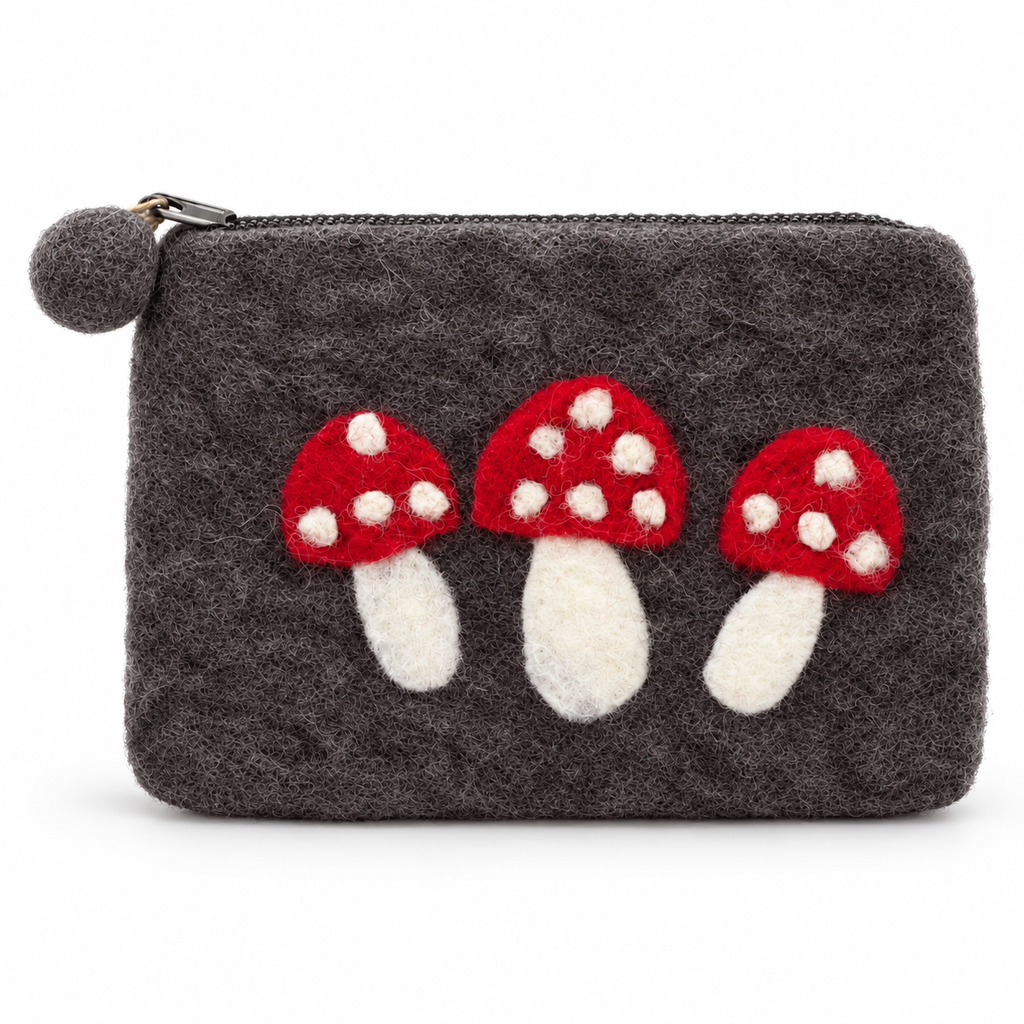 Mushroom Felt Zipper Pouch