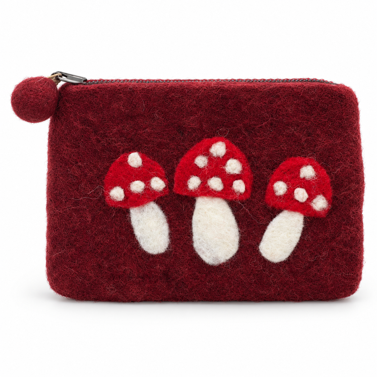 Mushroom Felt Zipper Pouch