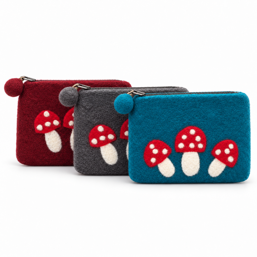 Mushroom Felt Zipper Pouch