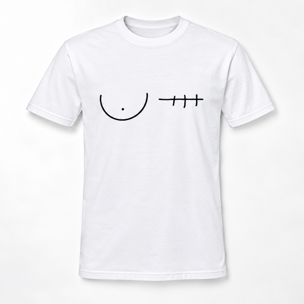 Left Breast Mastectomy Line Art T-Shirt