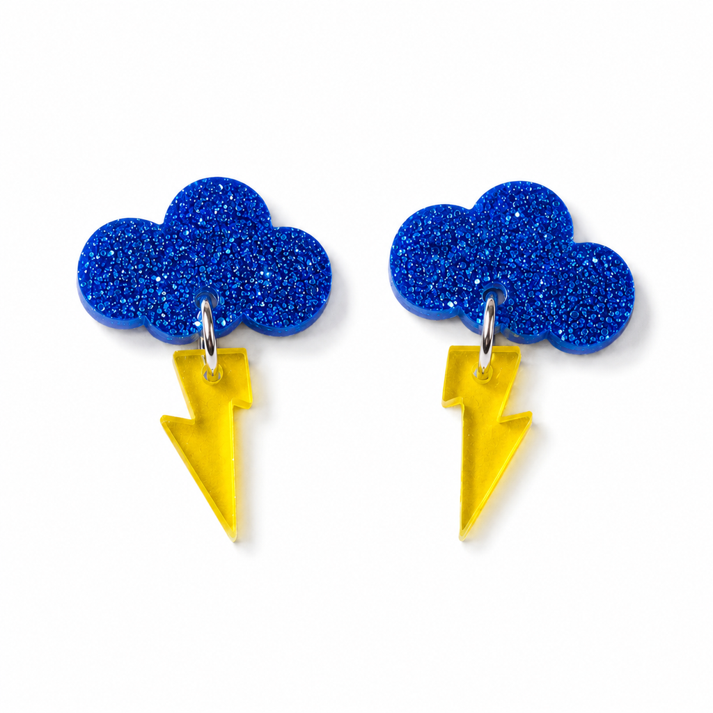 Glitter Lightning Cloud Earrings