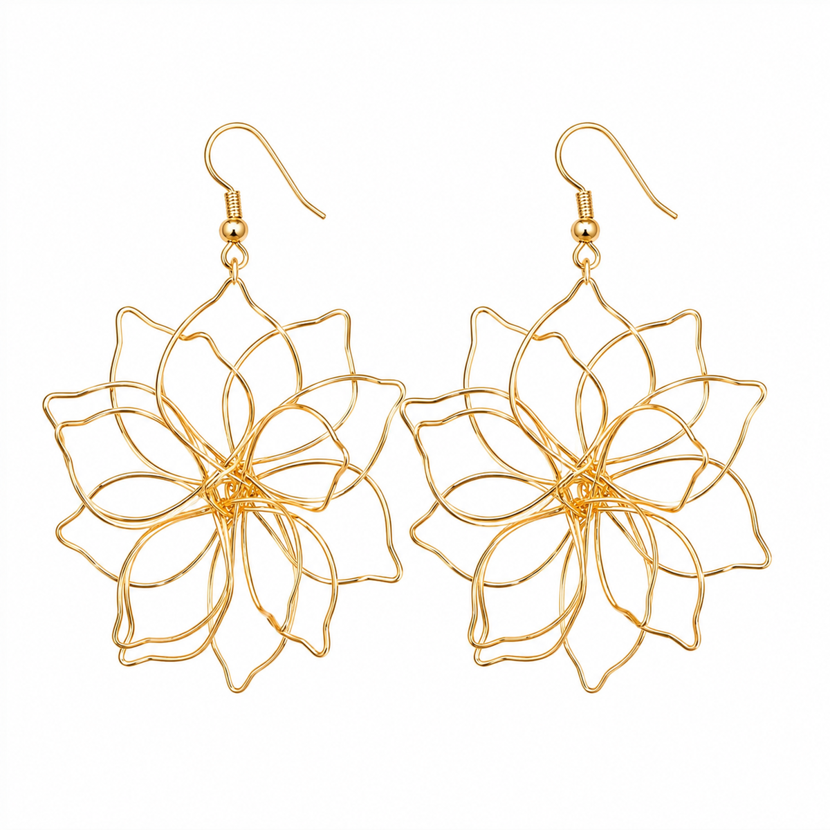 Gold Wire Flower Earrings