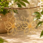 Gold Wire Flower Earrings