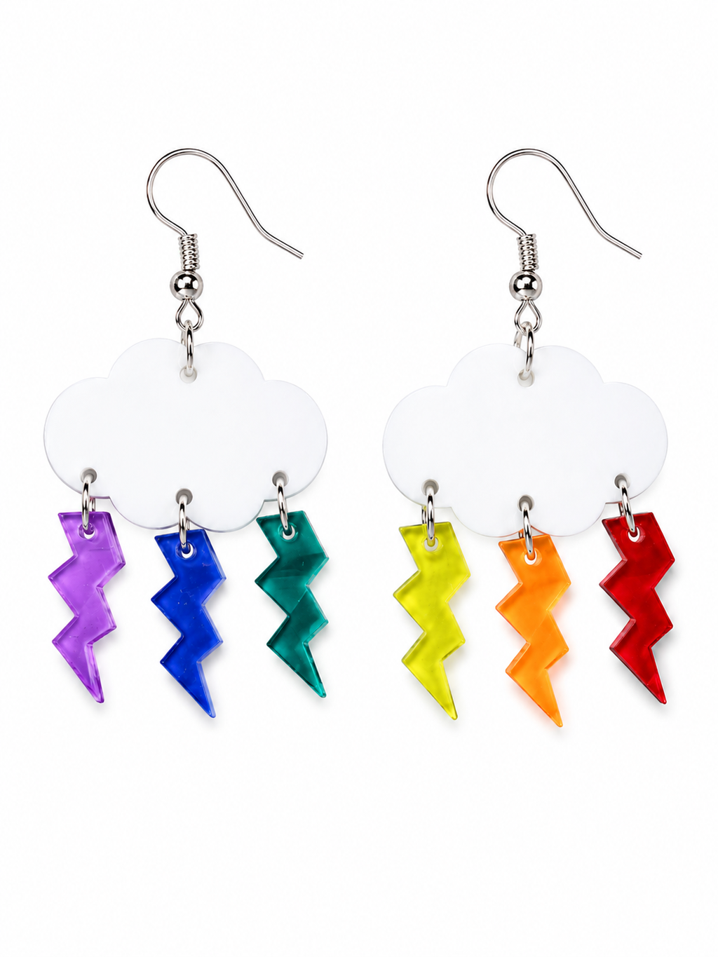 Rainbow Lightning Cloud Earrings