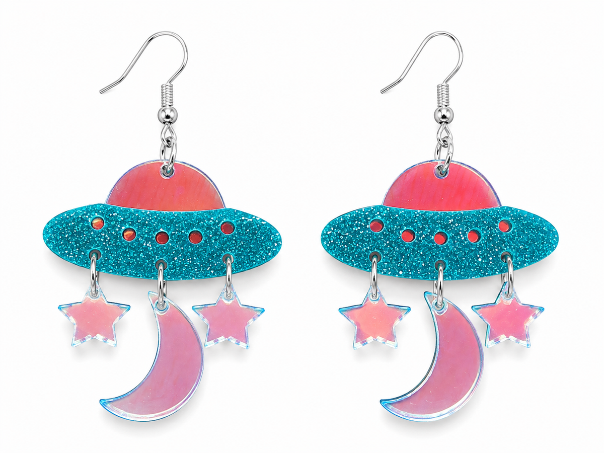 Glitter UFO Earrings