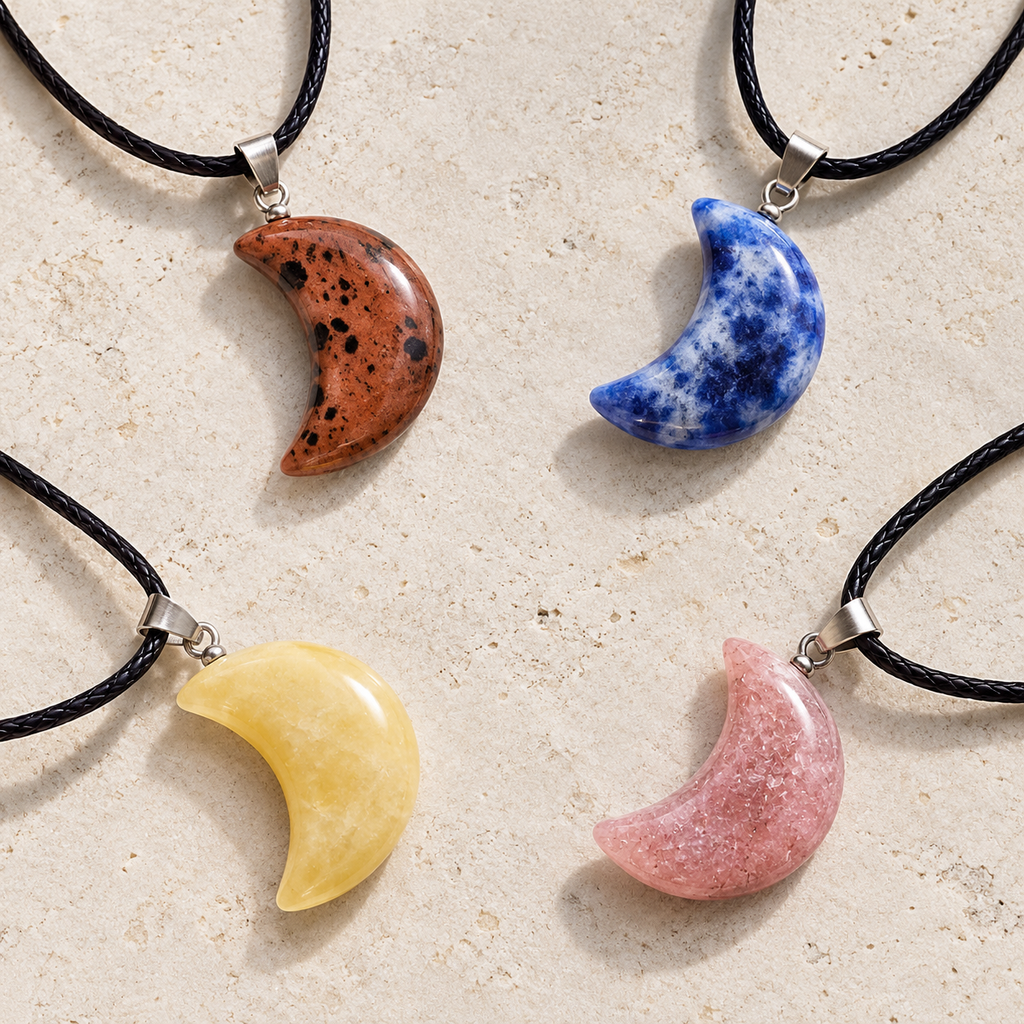 Gemstone Moon Necklace